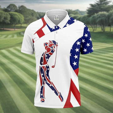 American Golfer Mens Golf Polo Shirtens Golf Gift, Mens Golf Shirt