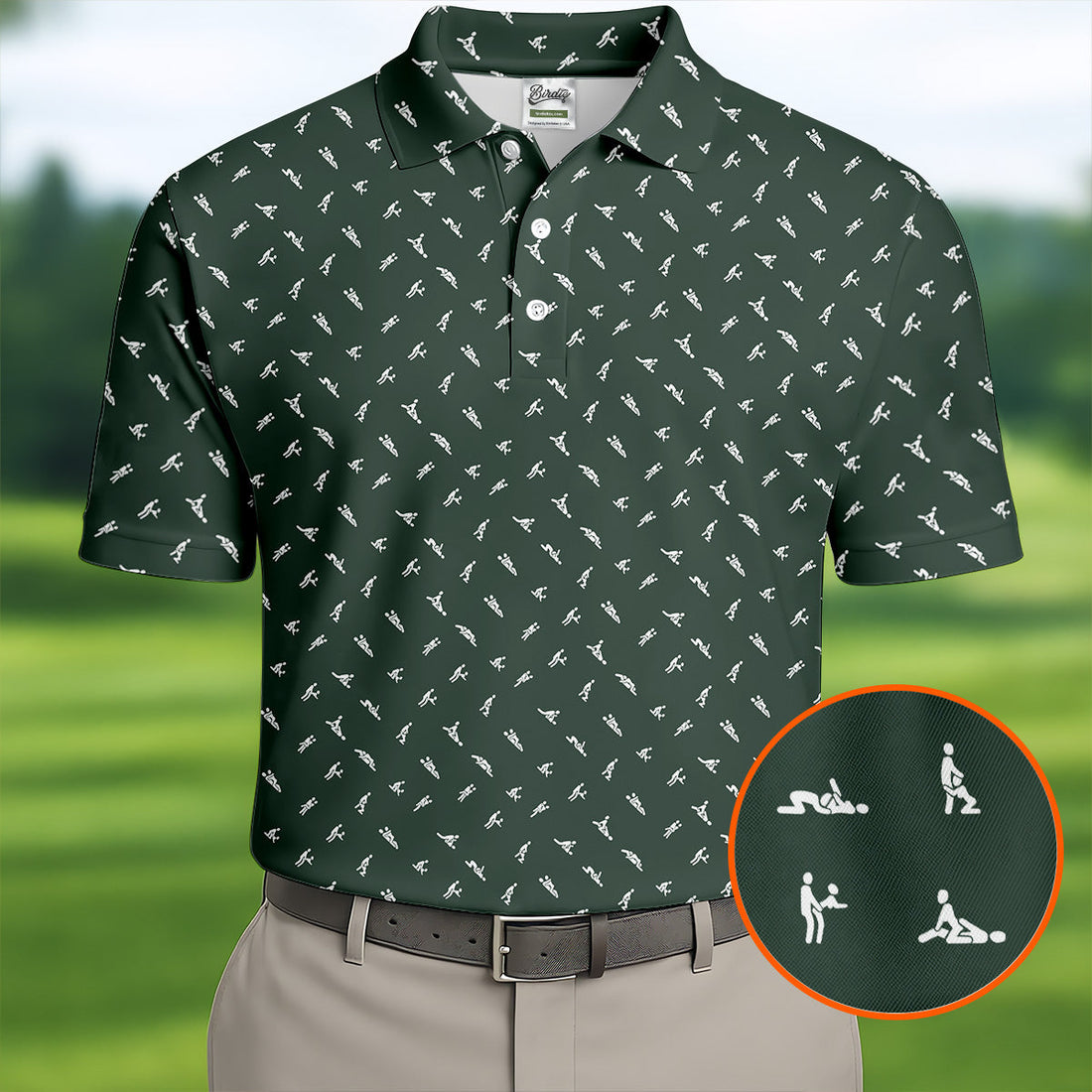 Naughty Position Dark Green Fun Golf Shirts For Men, Valentines Golf Gift, Polo ShirtFor Men, Golf Gift For Men