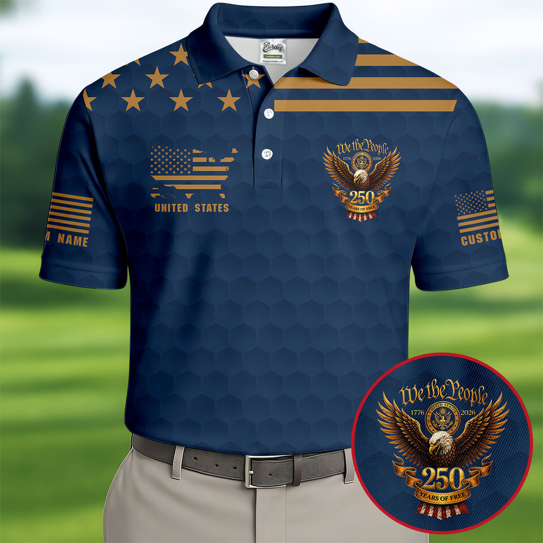 Navy Veteran We The People 250 Years Of Free 4th Of July Golf Shirt, Golf Shirts For Men