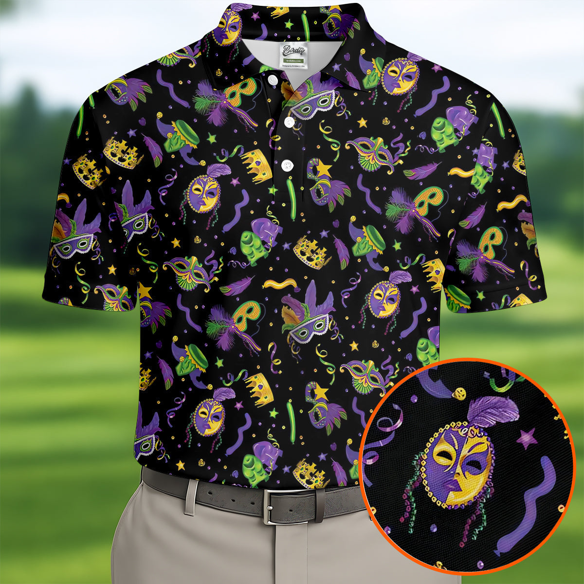Mardi Gras Golf Golf Polo Shirt Mardi Gras Black Golf Shirt, Golf Tops For Men