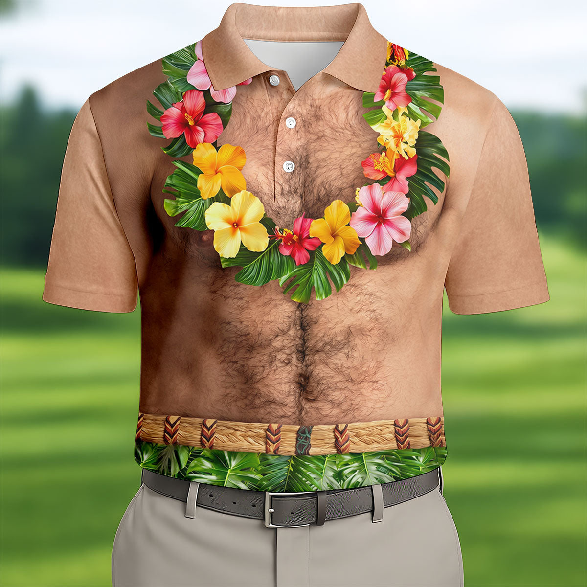 Tropical Theme Party Men's Funny Golf Shirts, Hawaiian Golf Shirt, Polo Shirtor Men