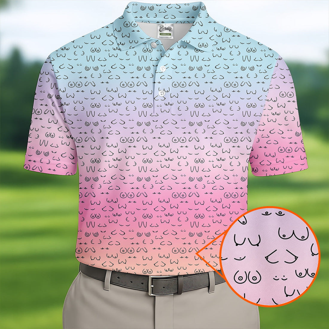 Funny Adult Humor Ombre Golf Shirt, Fun Men's Golf Polos, Polo ShirtFor Men, Golf Gift For Him