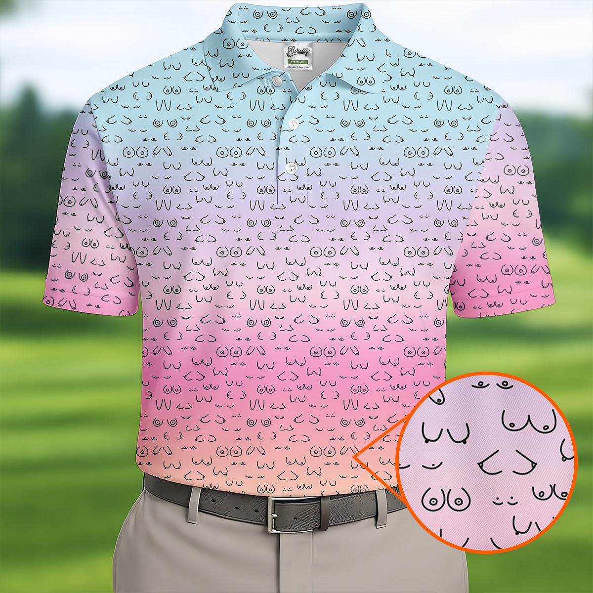 Funny Adult Humor Ombre Golf Shirt, Fun Men's Golf Polos, Polo ShirtFor Men, Golf Gift For Him