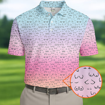 Funny Adult Humor Ombre Golf Shirt, Fun Men's Golf Polos, Polo ShirtFor Men, Golf Gift For Him