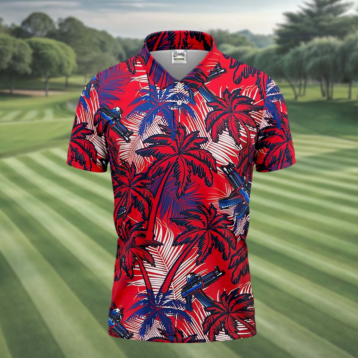 Tropical Sunset Mens Golf Polo ShirtMens Goft Shirt, Christmas Golf Gift