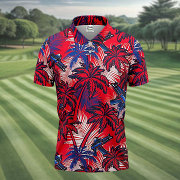 Tropical Sunset Mens Golf Polo ShirtMens Goft Shirt, Christmas Golf Gift