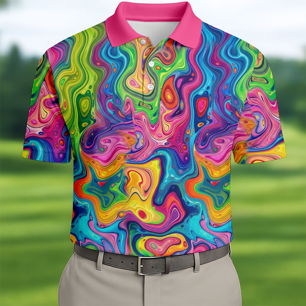 Liquid Marble Colorful Print Golf Tops For Men, Polo Shirt Men, Golf Shirts For Men