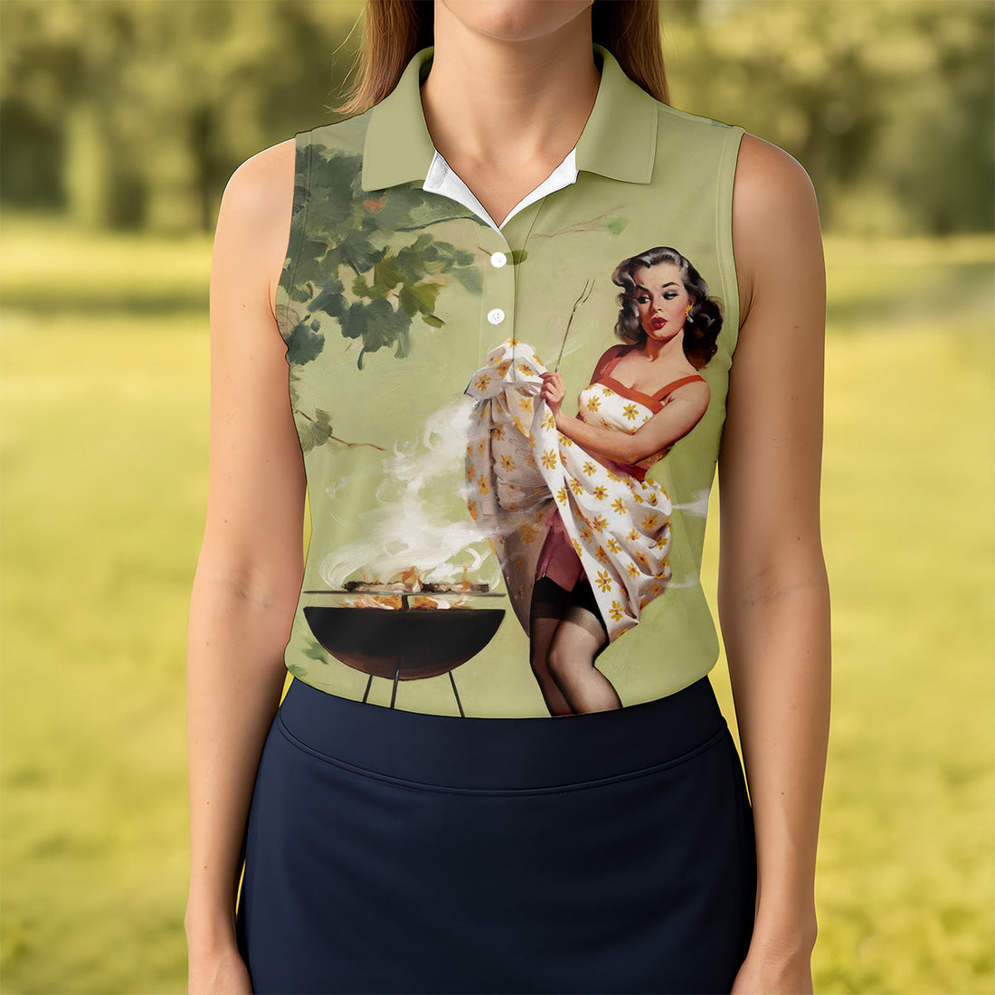 Hot Beauty Fun Women's Golf Shirts, Retro Golf Shirt, Golf Shirt For Women, Ladies Golf Shirts