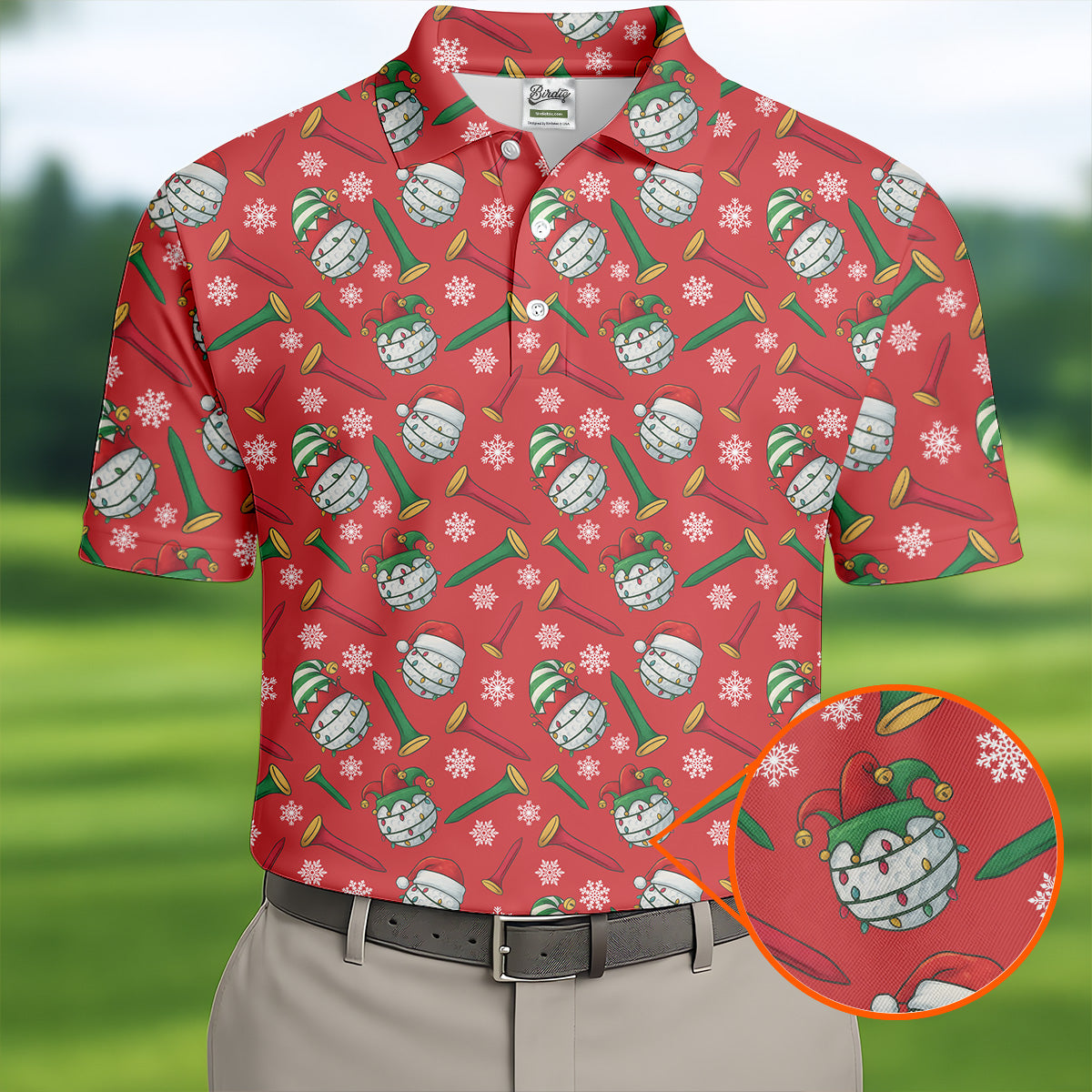 Funny Golf Ball Red Christmas Golf Shirt, Women's Golf Tops, Christmas Golf Gift