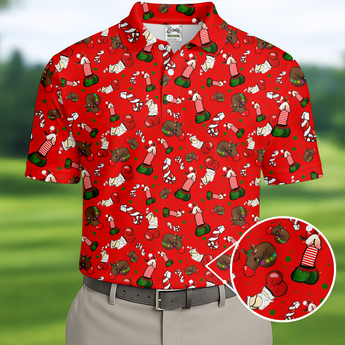 Funny Christmas Golf Tops For Men, Funny Dirty Red Golf Shirt, Christmas Golf Shirt, Golfing Apparel