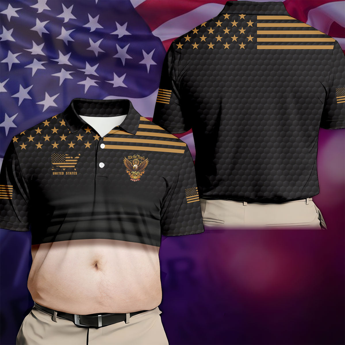 We The People 250 Years Of Free Men's Funny Golf Polo Shirtf July Fun Golf Shirts For Men