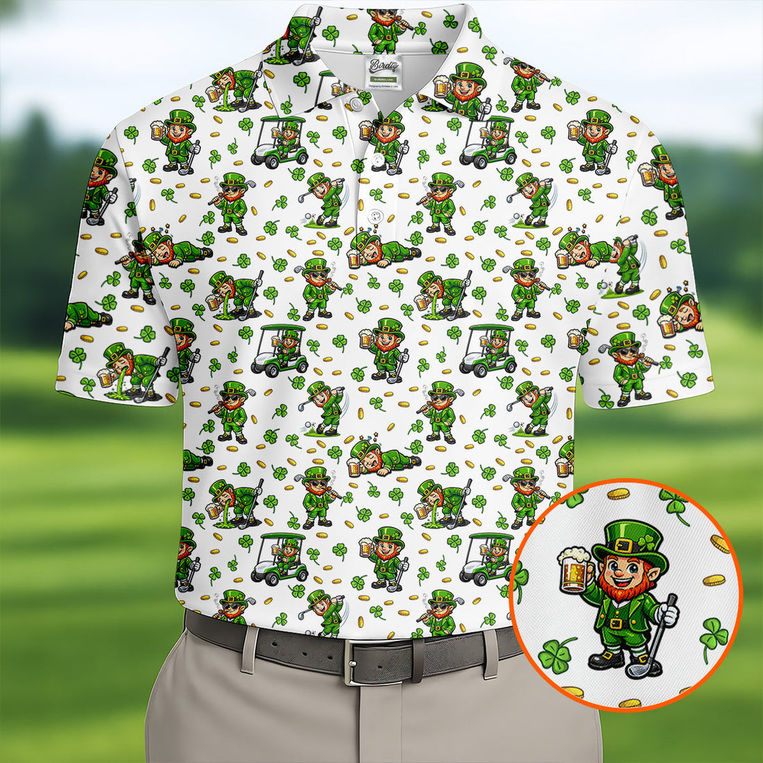 Funny Leprechaun Golf And Beer Shamrocks St Patrick's Day Golf Shirt, Golf Tops For Men, Polo For Men
