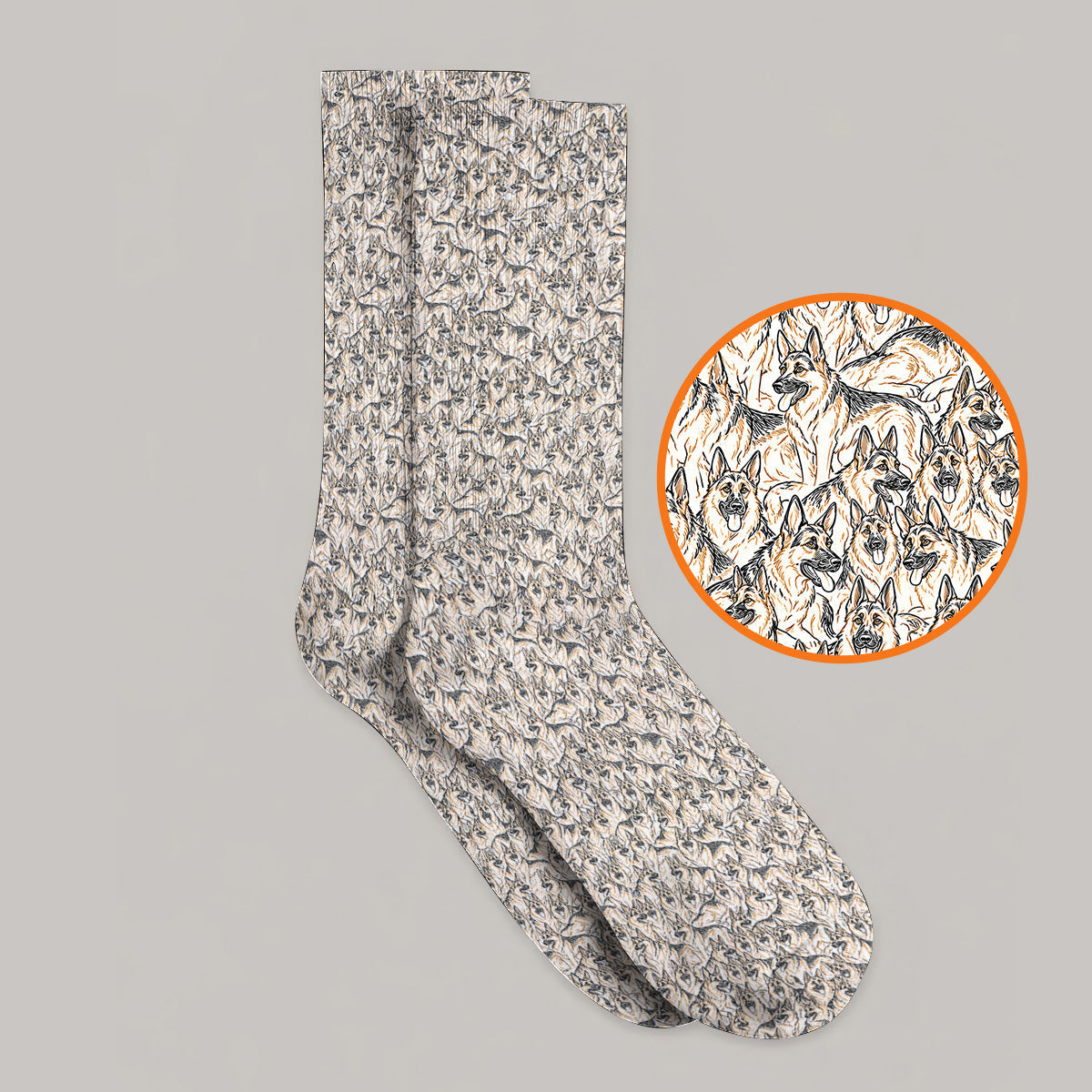 German Shepherd Golf Socks, Crazy German Pattern Golf Sock, Golf Gift For Golfers