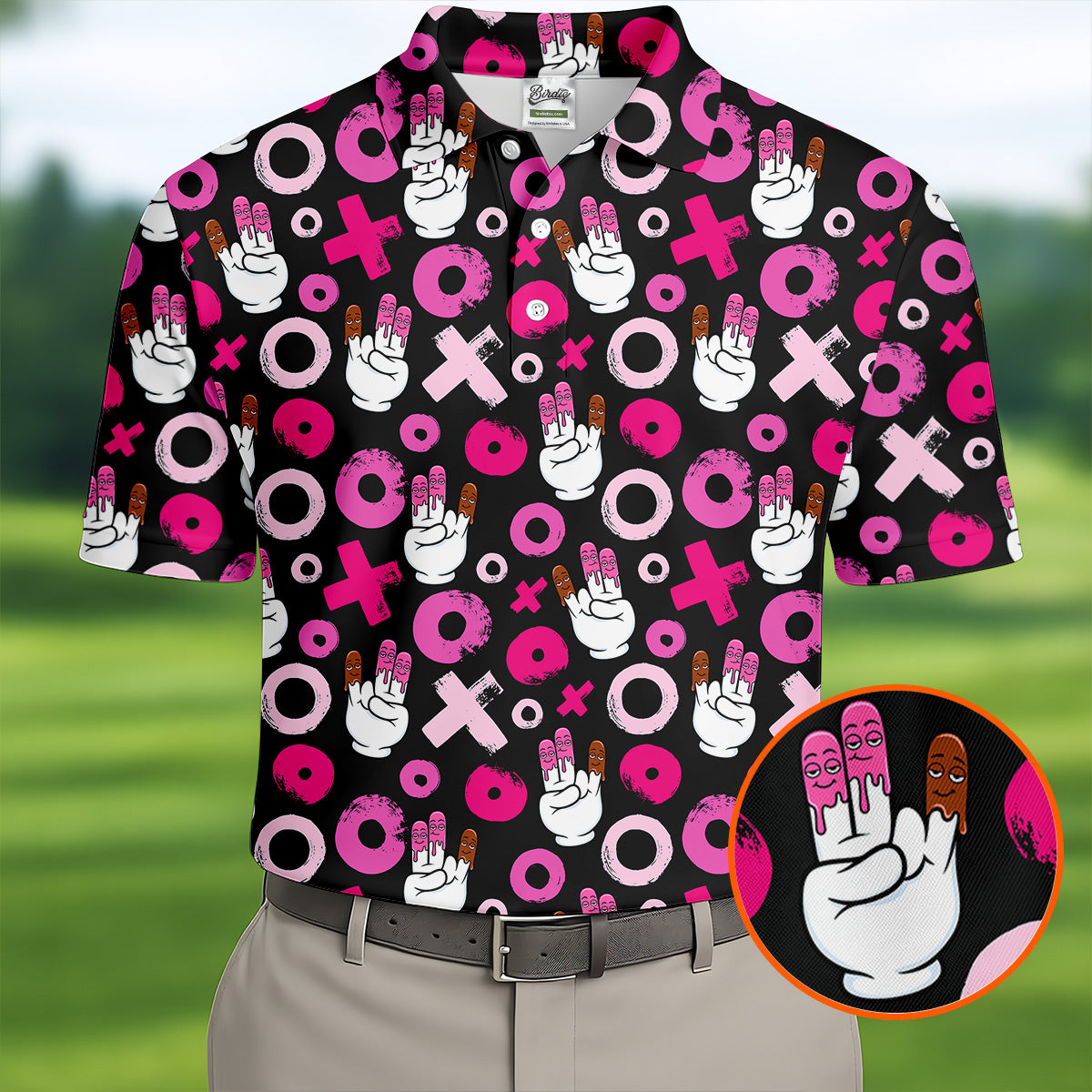 Chocolate Fingers Adult Humor XOXO Fun Golf Shirts For Men, Valentines Golf Gift, Polo ShirtFor Men