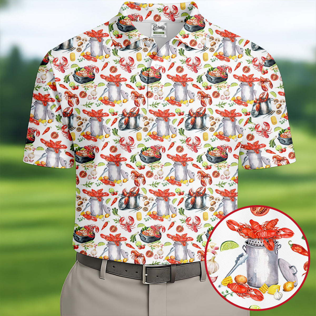 Crawfish Boil Pot Hawaiian Golf Shirt, Louisiana Crawfish Season Golf Shirts For Men