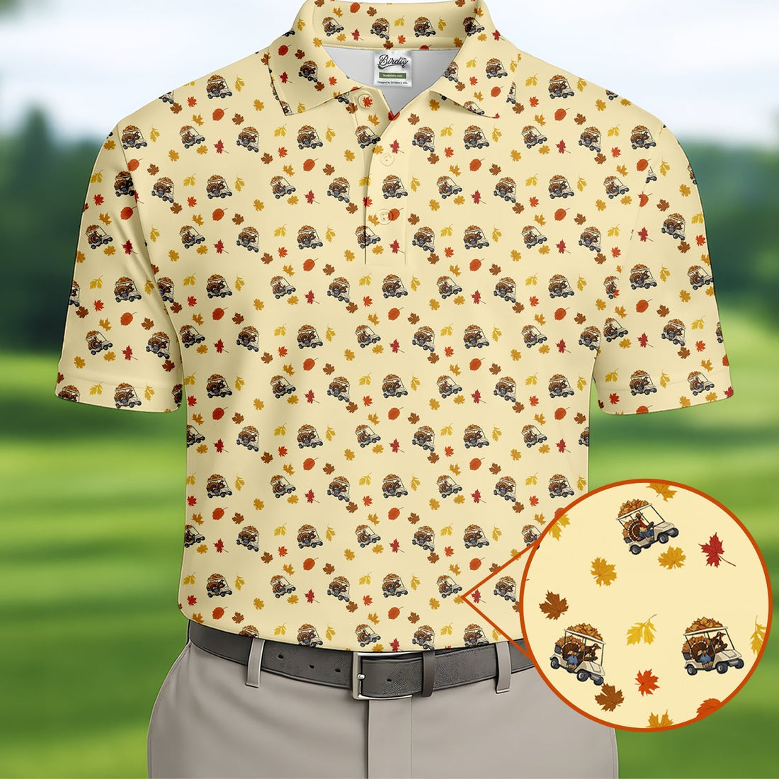 Thanksgiving Turkey Golf Cart Golf Polo Shirto ShirtFor Men, Cool Golf Gift, Golfing Apparel