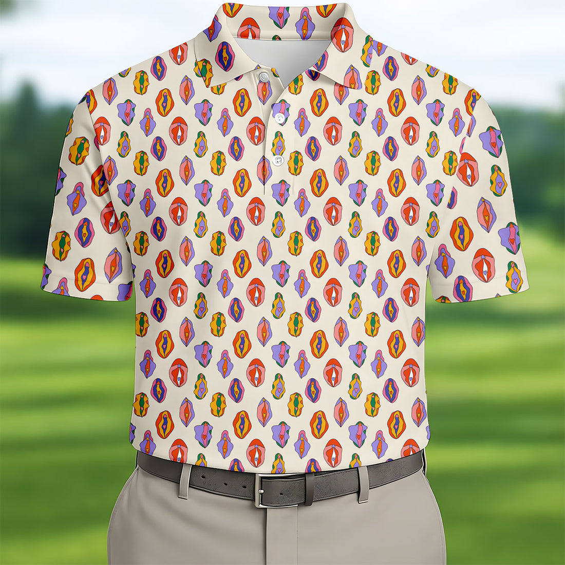 Colorful Abstract Feminine Pattern Golf Shirt, Funny Golf Shirt, Men's Golf Shirt, Polo Shirts For Men