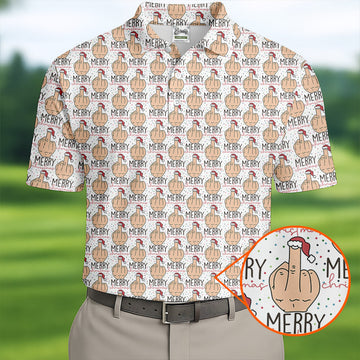 Funny Santa Dirty Finger Merry Christmas Golf Tops For Men, Christmas Golf Shirt, Golf Gift For Men