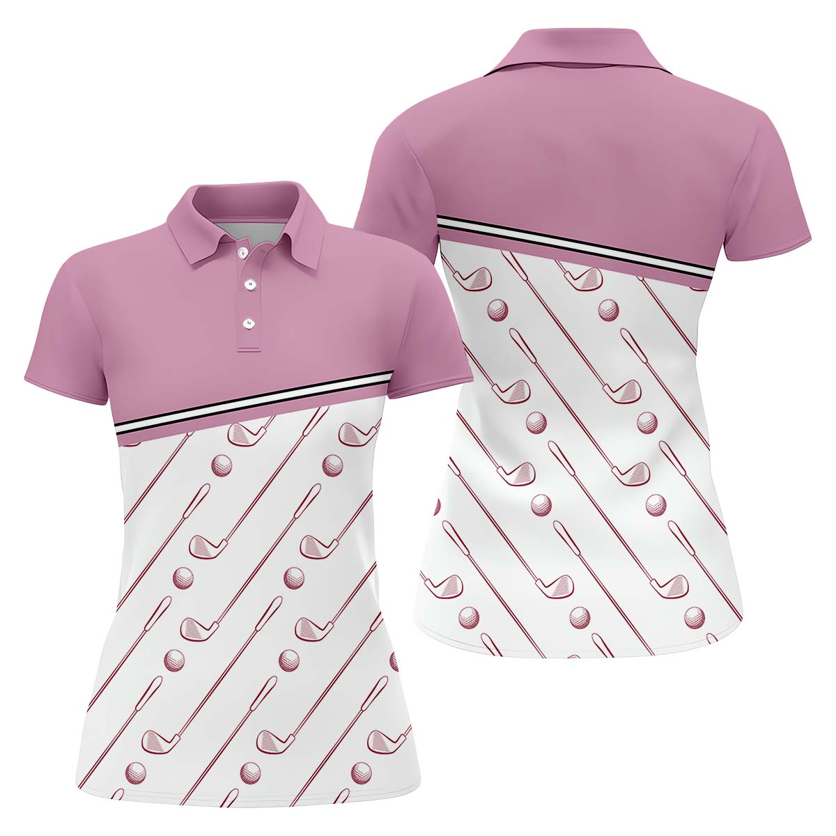 Pink Womens Golf Polo ShirtGolfing Apparel, Womens Golf Gifts