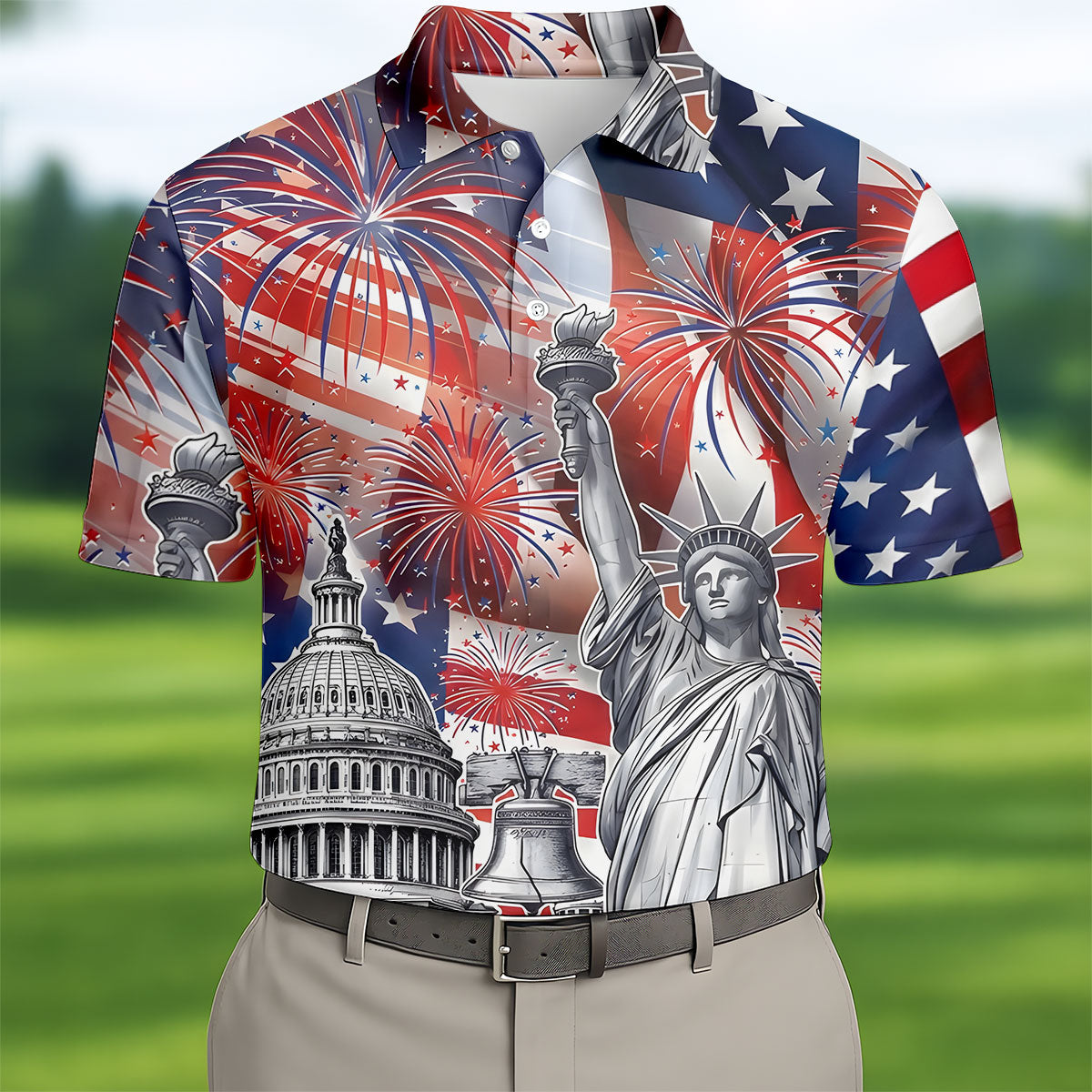 250 Years Of Freedom We The People American Flag Golf Shirt, Patriotic 4th Of July Golf Shirts For Men