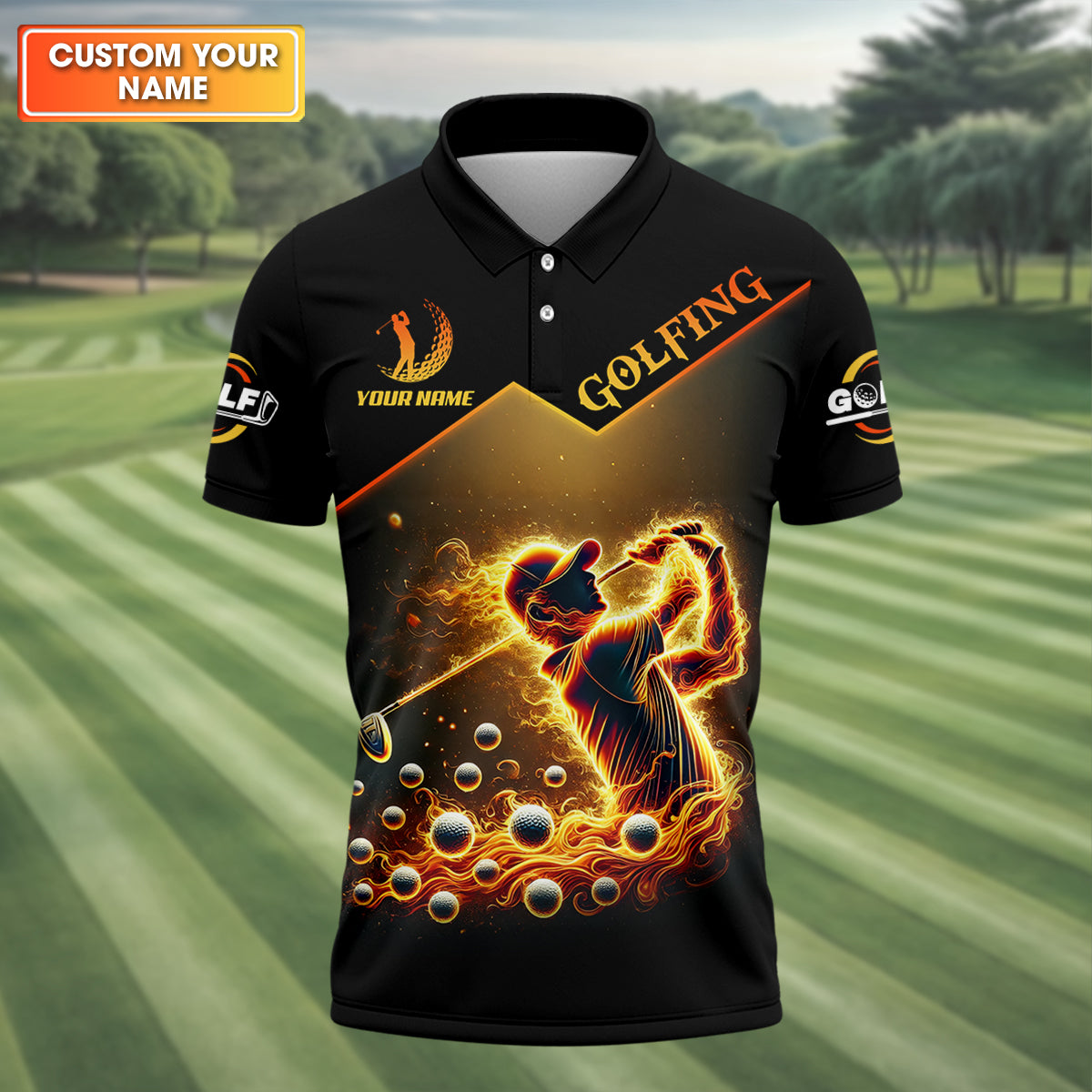 Custom Golden Fire Its Take A Lot Of Golf Ball To Golf Like I Do Men's Golf Polo ShirtDad Golf Gift