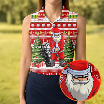 The Santa Claus Golf Pose Christmas Golf Shirt, Fun Women's Golf Shirts, Christmas Presents For Golfers