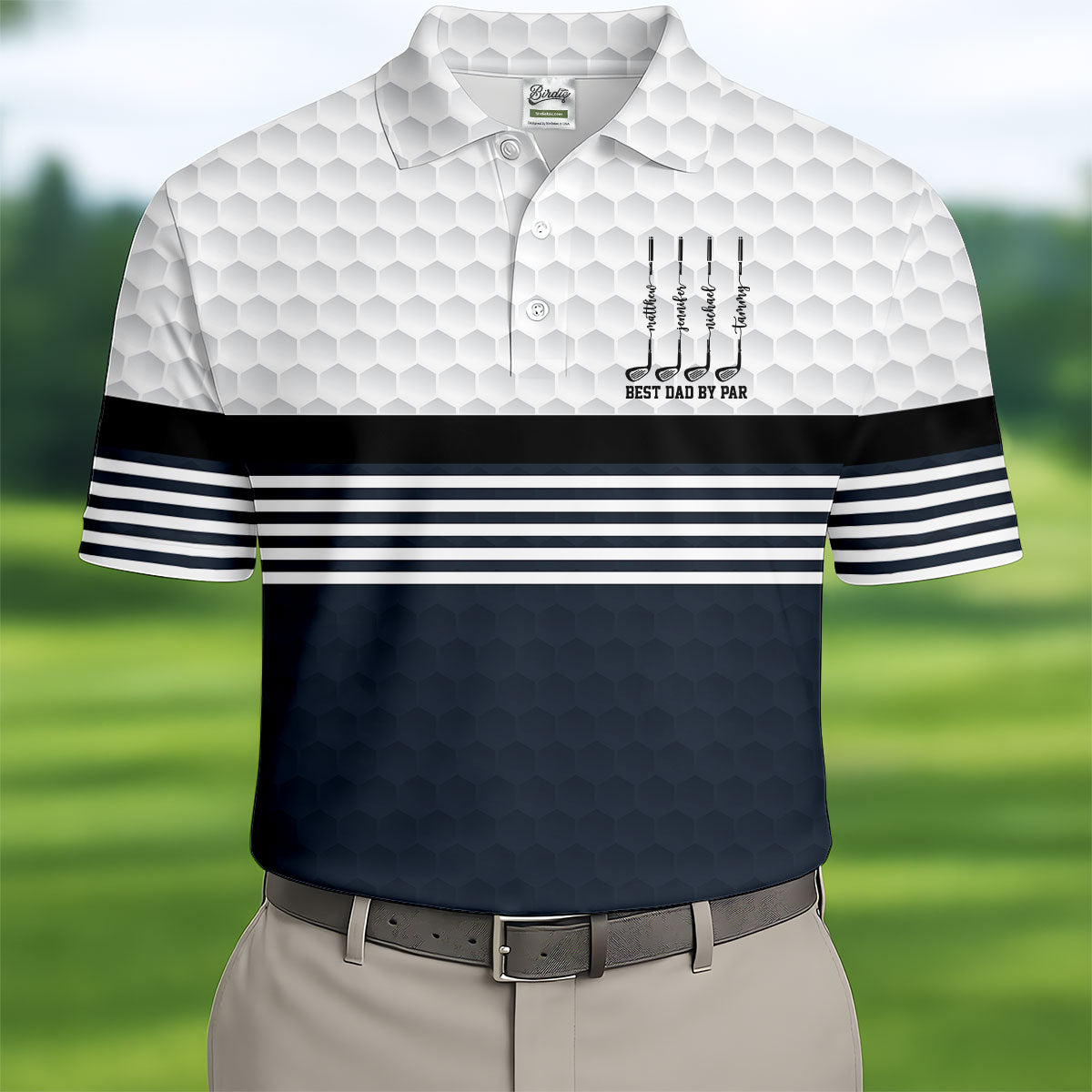 Best Dad By Par Golf Ball Pattern Father's Day Golf Shirt, Golf Gift For Dad, Polo Shirtor Men