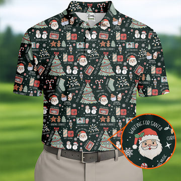 Cute Santa Claus Gift Green Men's Golf Polo Shirttmas Golf Shirt, Polo Shirt Men