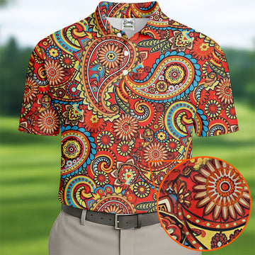 Paisley Design Golf Tops For Men, Boho Pattern Golf Shirts For Men, Polo Shirtor Men