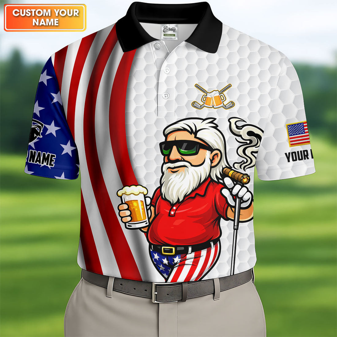 Happiness Is An Old Man With A Beer Funny 4th Of July White Golf Shirt, 250th Anniversary Golf Shirts For Men