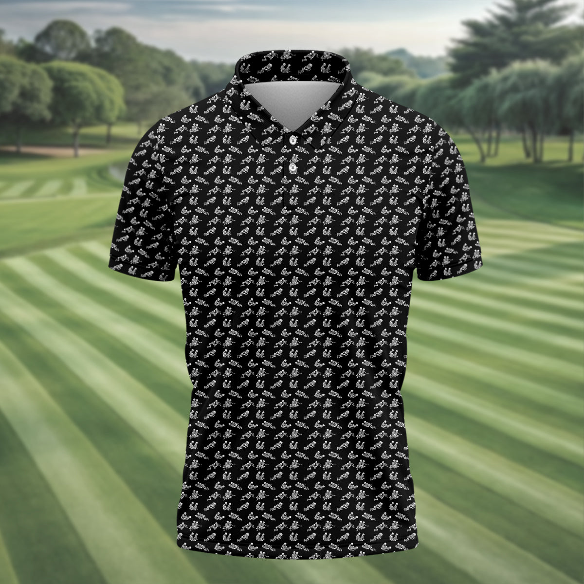 Funny Skeleton Golf Polo ShirtFunny Position Golf Shirt, Dad Golf Shirt, Christmas Golf Gift