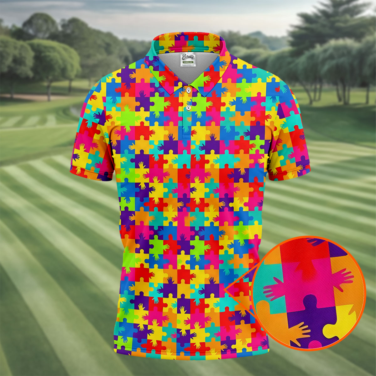 Colorful Handprints Autism Awareness Puzzle Golf Tops For Men, Polo Shirt Men, Golf Shirts For Men