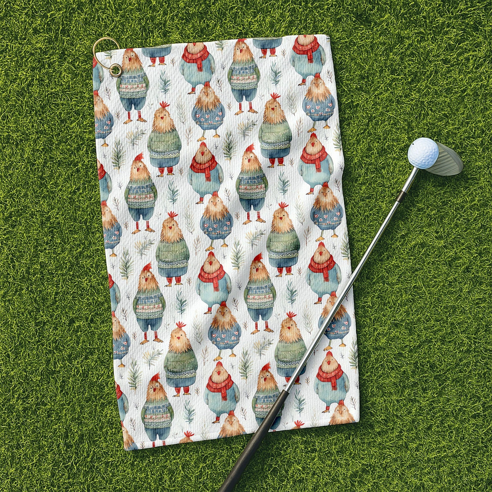 Chicken Cozy Funny Golf Towels, Golf Gift Ideas, Golfing Accessories, Christmas Golf Gift