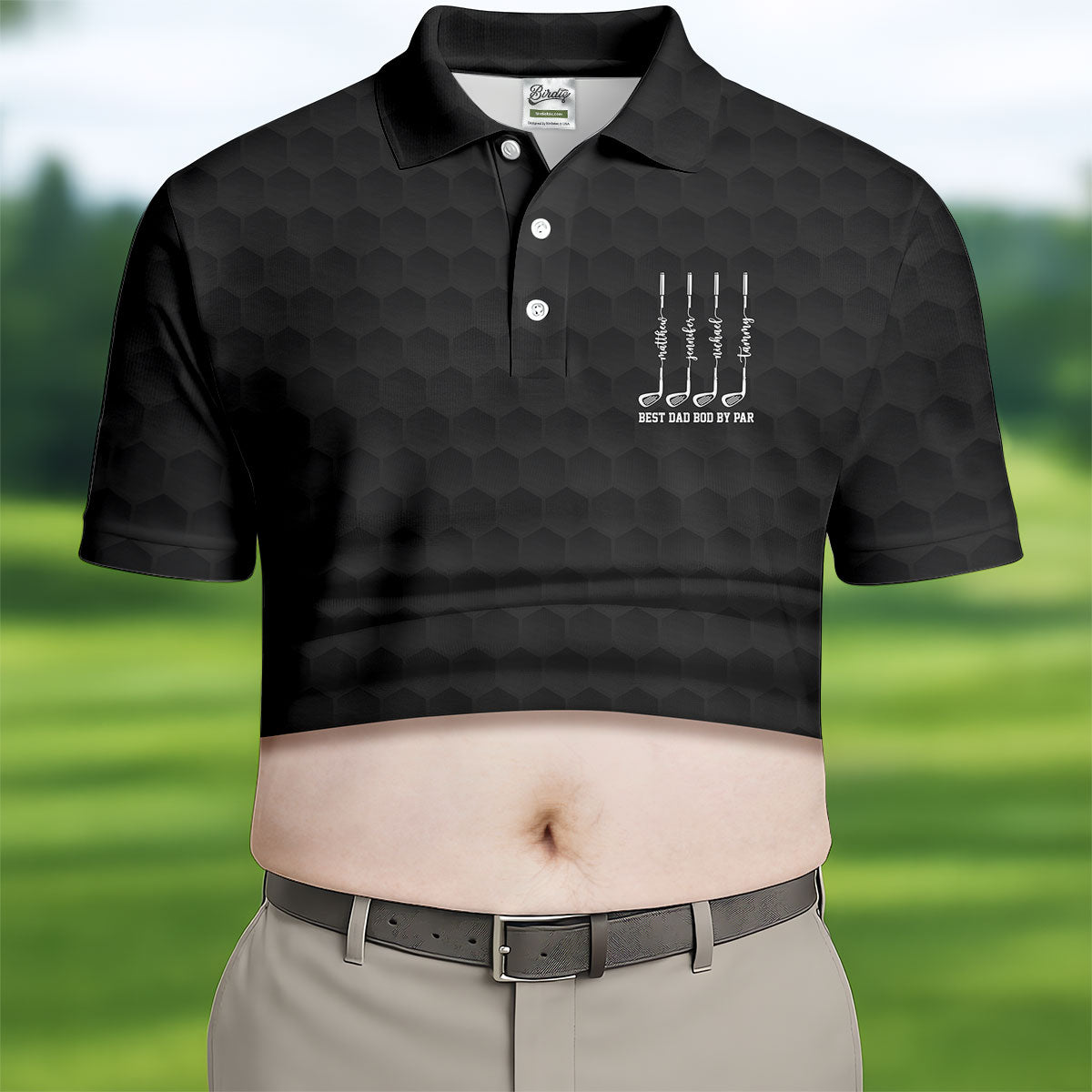 Best Dad Bod By Par Black Men's Funny Golf Polo Shirtr's Day Golf Shirt, Golf Gift For Dad