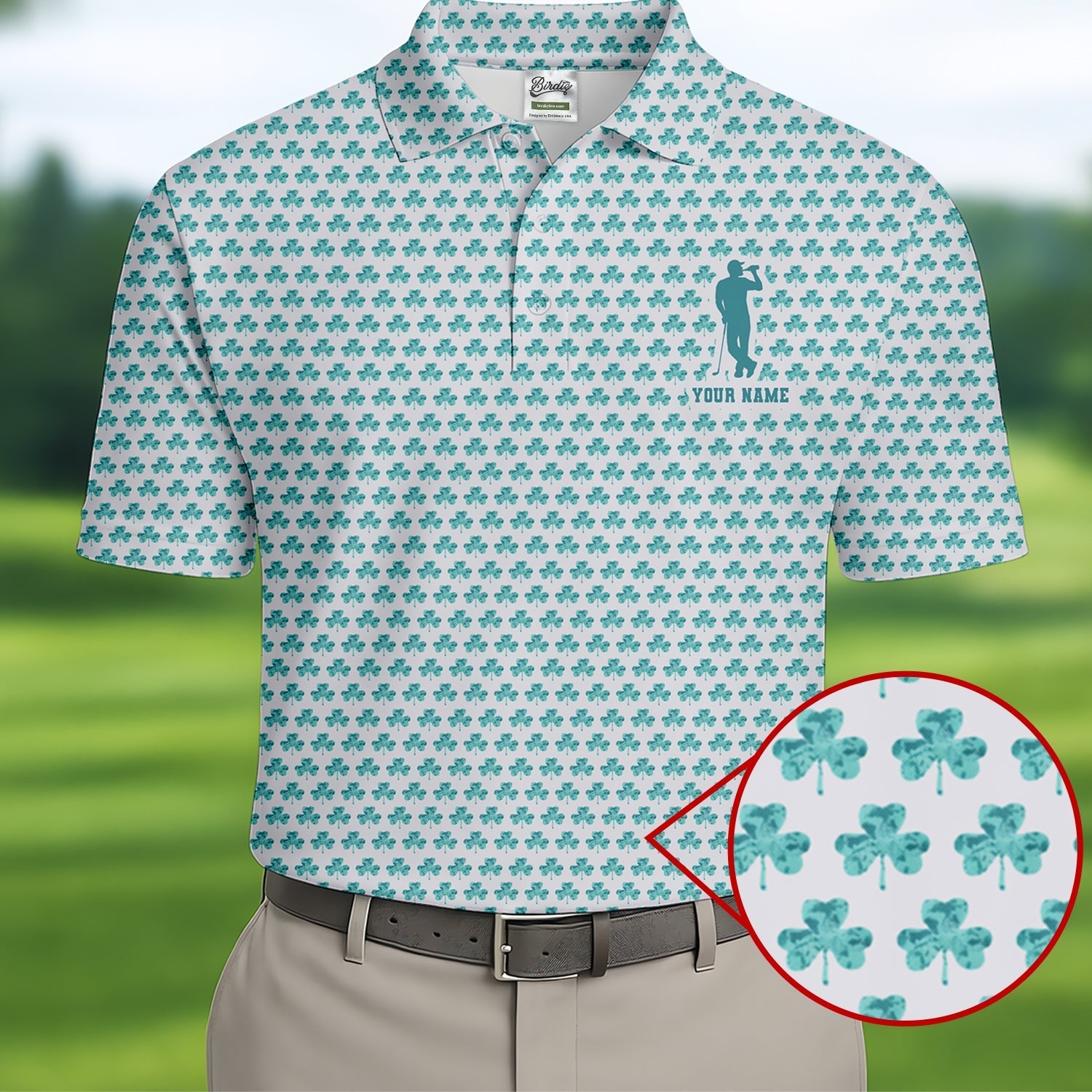 St Patrick's Day Shamrock Golf And Beer Blue And White Golf Shirt, Polo ShirtFor Men, Golf Shirts For Men