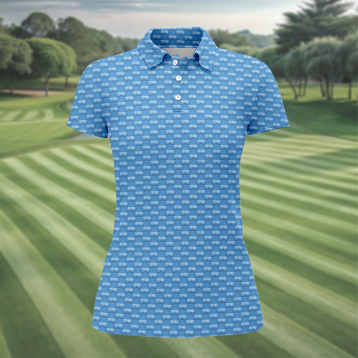 Funny Blue Golf Shirt, Patterned Golf Polo Shirt Ladies Long Sleeve Golf Shirts, Matching Golf Shirts