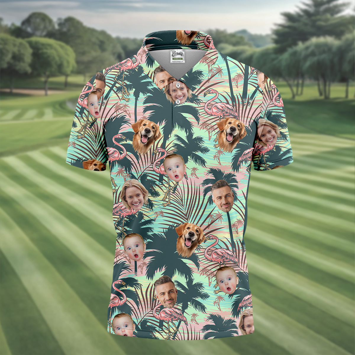 Hawaiian Shirts With Faces, Flamingo Golf Shirt, Men Golf Polo, Custom Team Shirts, Golf Gifts For Men