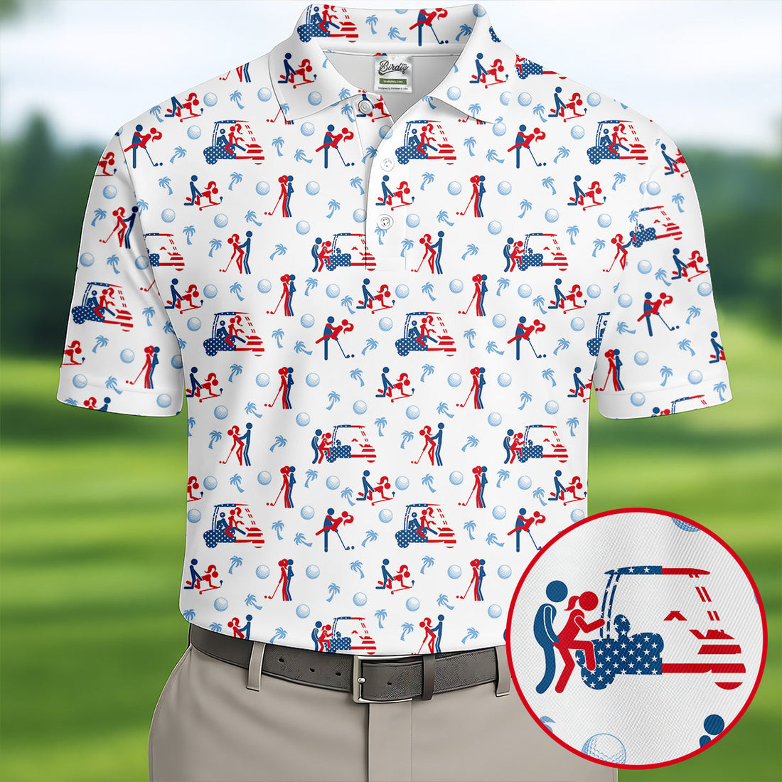 Naughty Couple Funny Stick Figures Patriotic Golf Shirt, 250 Years 4th Of July Golf Shirts For Men