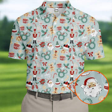 Cute Cartoon Christmas Sweets Golf Tops For Men, Christmas Golf Shirt, Polo ShirtFor Men, Golf Gift For Men