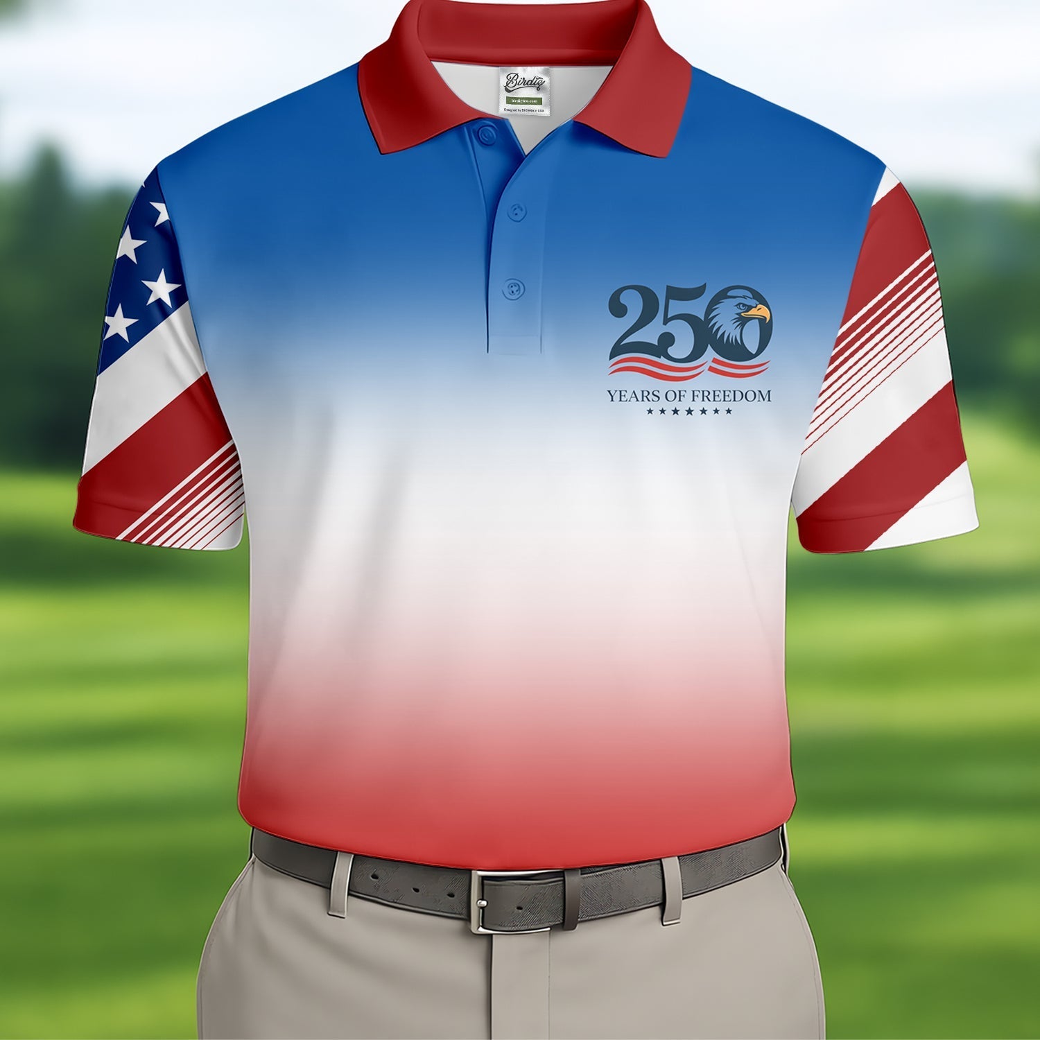 250 Years Of Freedom Eagle America Flag Golf Tops For Men, 250th Anniversary Golf Shirts For Men