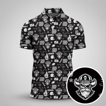 Pirate Black Silver White Sport Polo, American Football League Gift Ideas For Football Fans