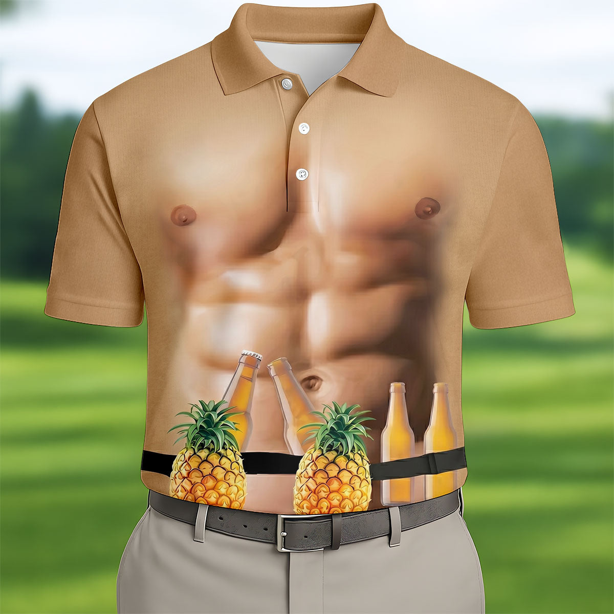 Funny Muscle Man Pineapple Beer Hawaiian Golf Shirt, Polo Shirtor Men, Golfing Apparel