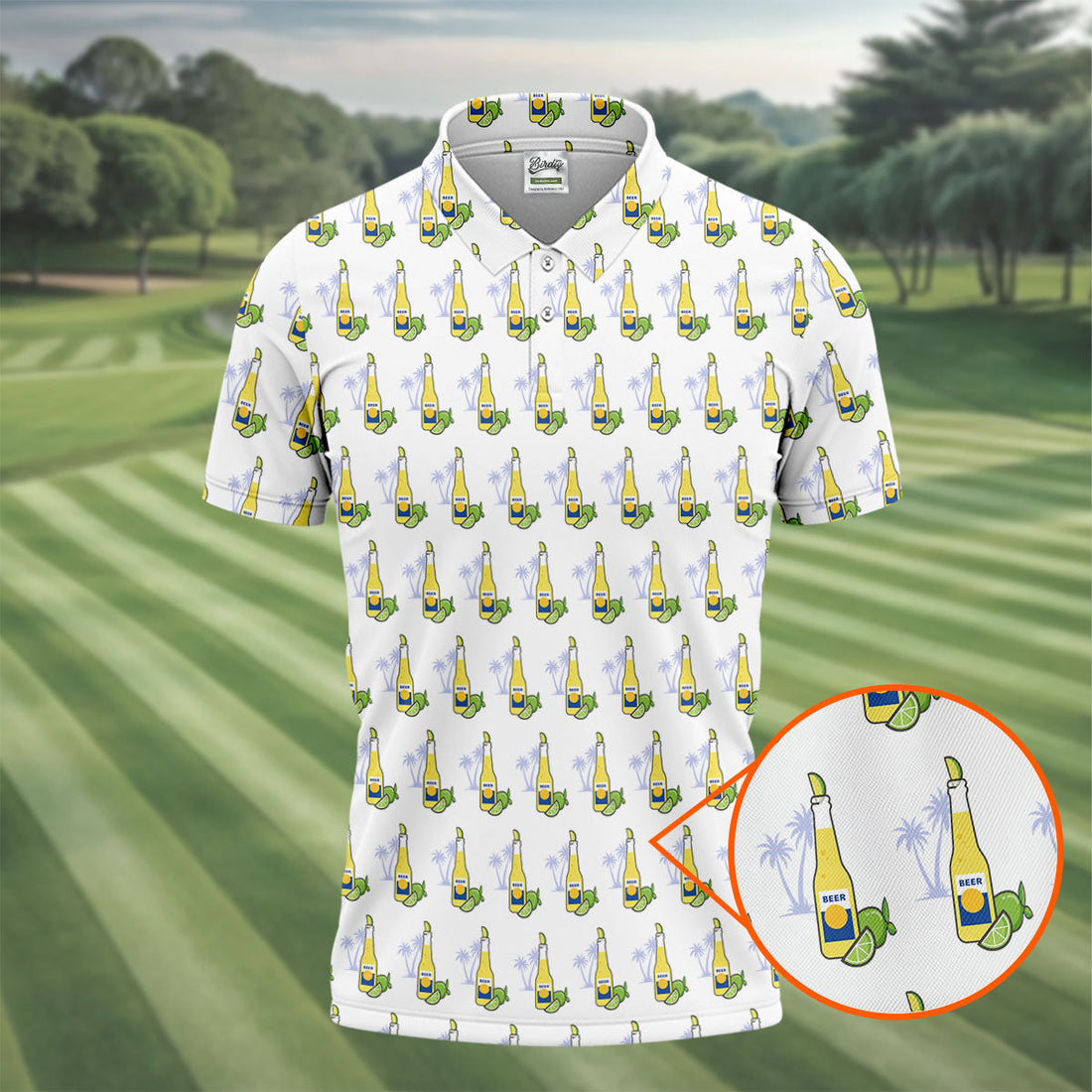 Beer And Lime Palm Tree Pattern Tropical Golf Shirt, Golf Shirts For Men, Polo ShirtFor Men