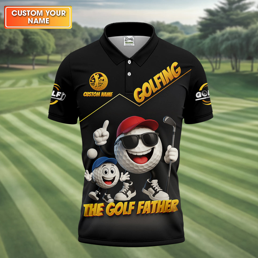 The Golf Father Custom Men's Golf Polo ShirtDad Golf Gift, Christmas Golf Gift