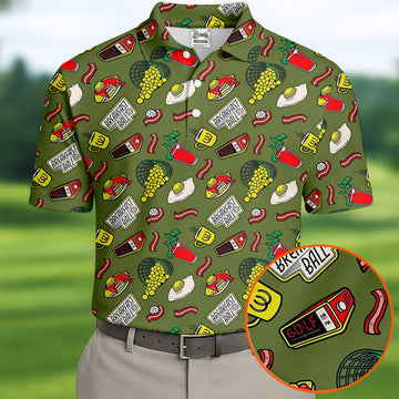 Breakfast Balls Golf Tops For Men, Men's Funny Golf Shirts, Golf Shirts For Men, Polo Shirtor Men