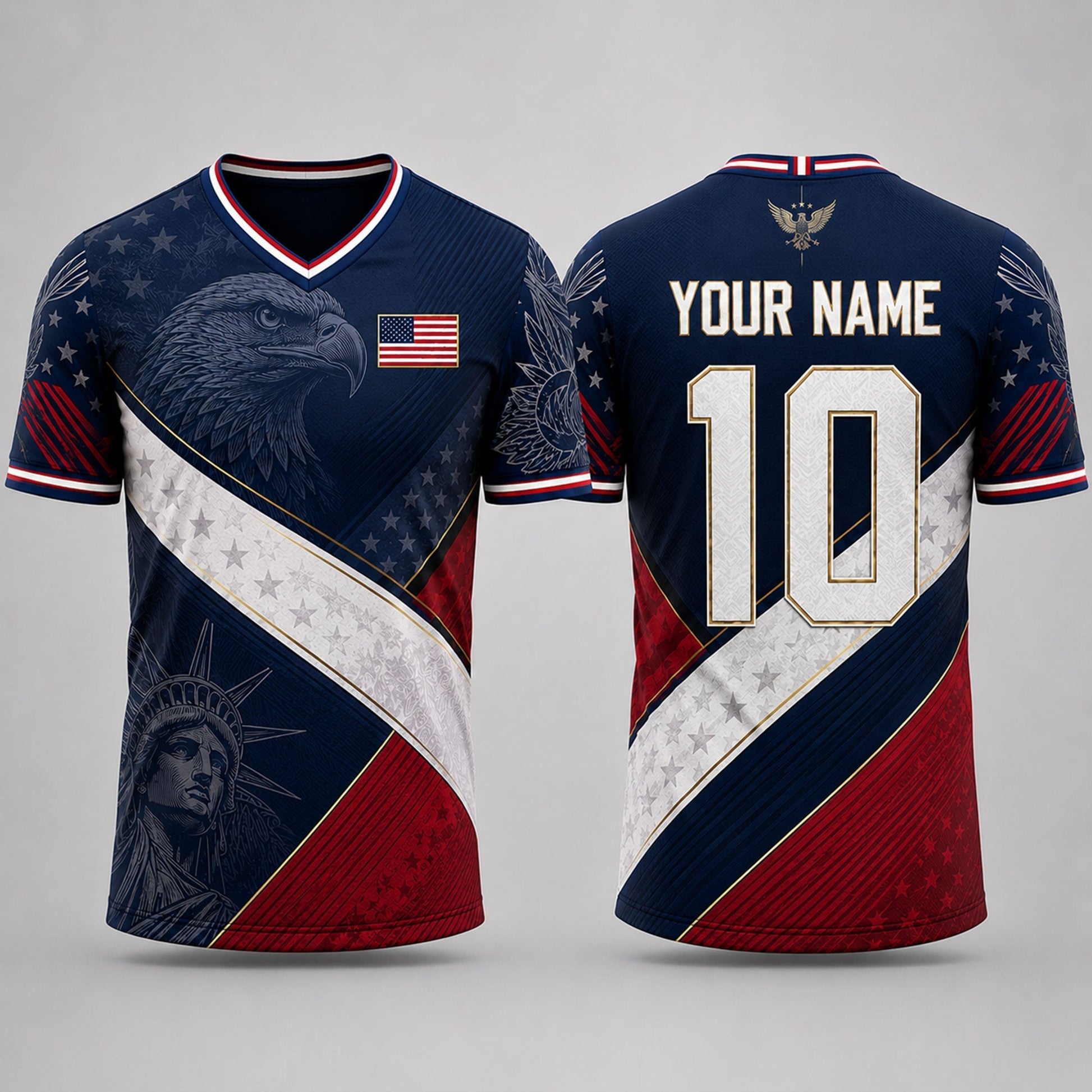 Patriotic American Flag Fooball Shirt, USA Football National Team V-NeckMen, Football Gifts