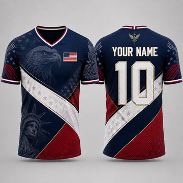 Patriotic American Flag Fooball Shirt, USA Football National Team V-NeckMen, Football Gifts