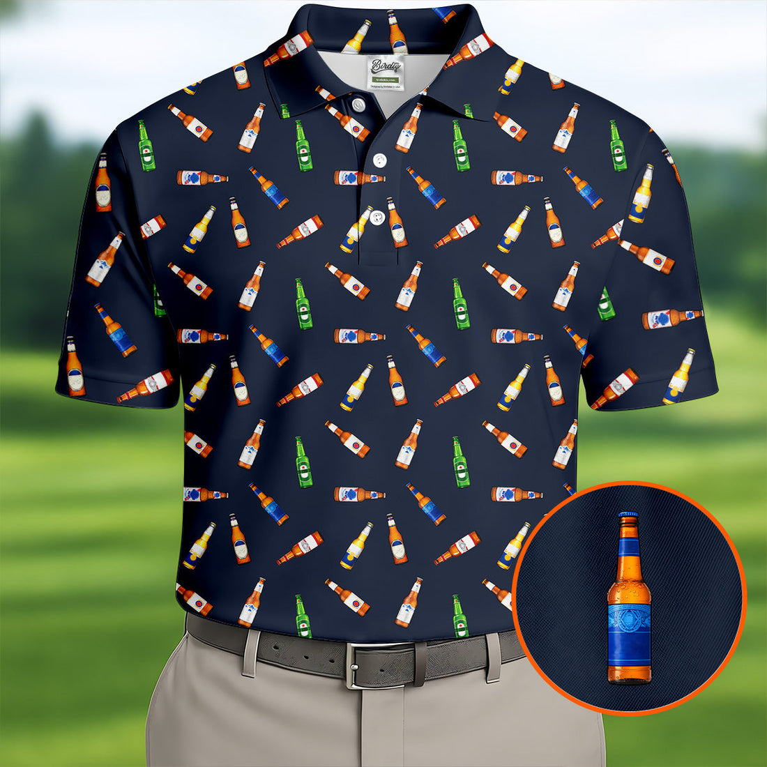 Funny Beer Bottle 19th Hole Men's Funny Golf Shirts, Golf Tops For Men, Golf Shirts For Men, Golfing Apparel