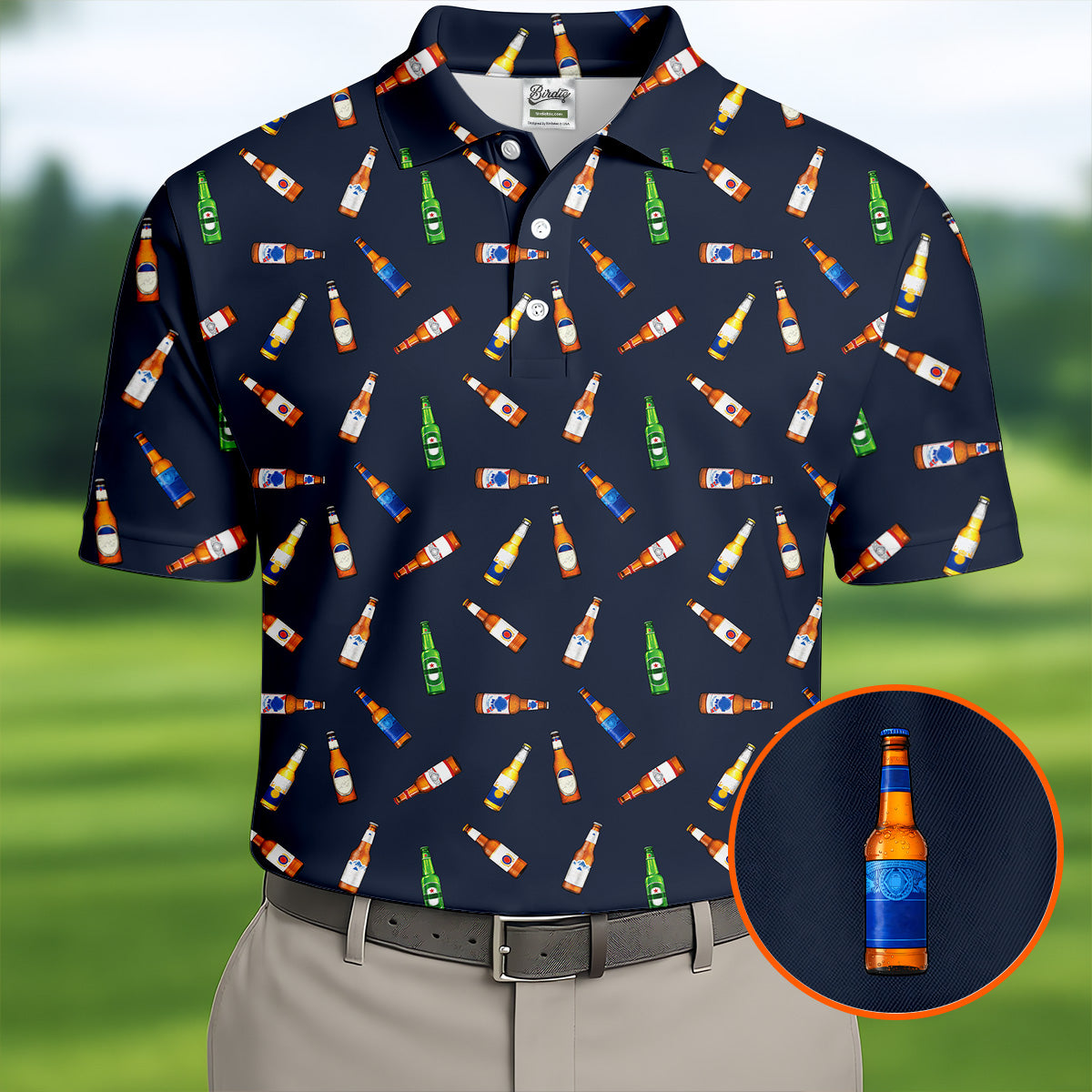 Funny Beer Bottle 19th Hole Men's Funny Golf Shirts, Golf Tops For Men, Golf Shirts For Men, Golfing Apparel