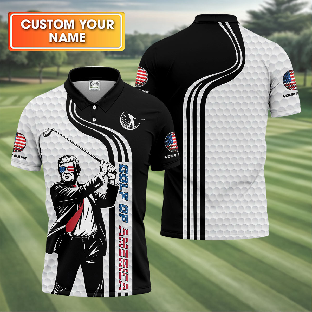 Golf Of America Mens Patriotic Golf Shirts, Mens Golf Gift, Mens Golf Polo Shirt Golf Shirts For Men